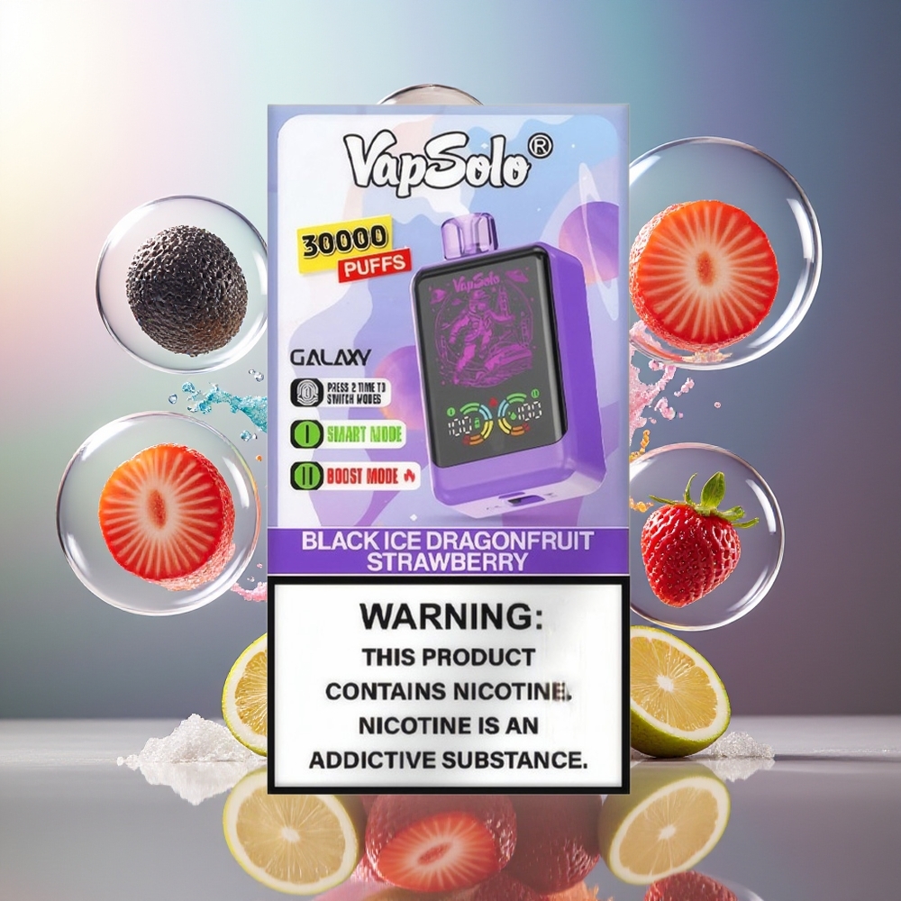 VapSolo GALAXY 30000 Puffs 850Mah Engros Danmark Sort Is Druefrugt Jordbær