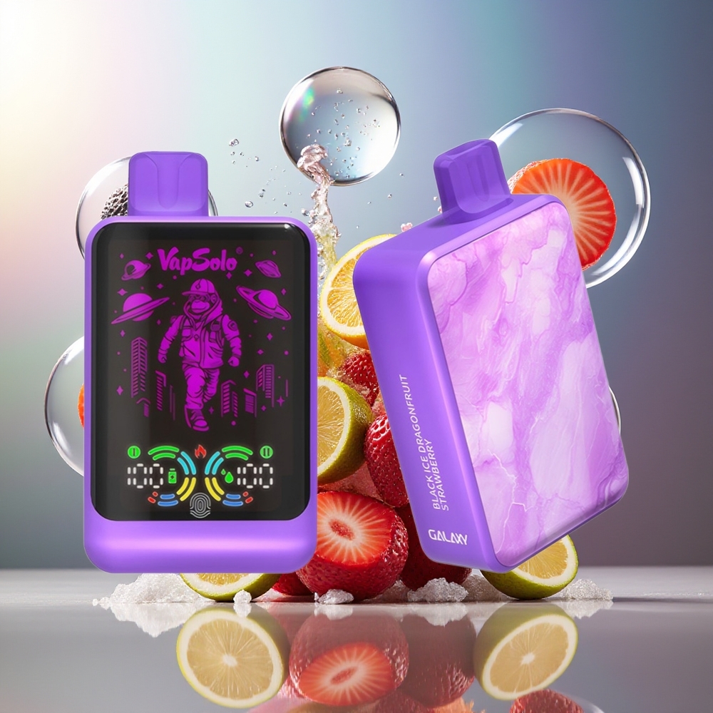 VapSolo GALAXY 30000 Puffs 850Mah Engros Danmark Sort Is Druefrugt Jordbær