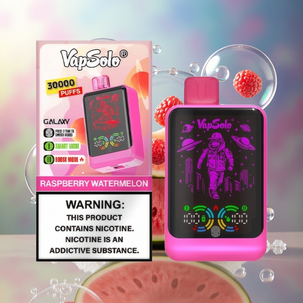 VapSolo GALAXY 30000 Puffs 850mAh Engros Danmark Hindbær Vandmelon
