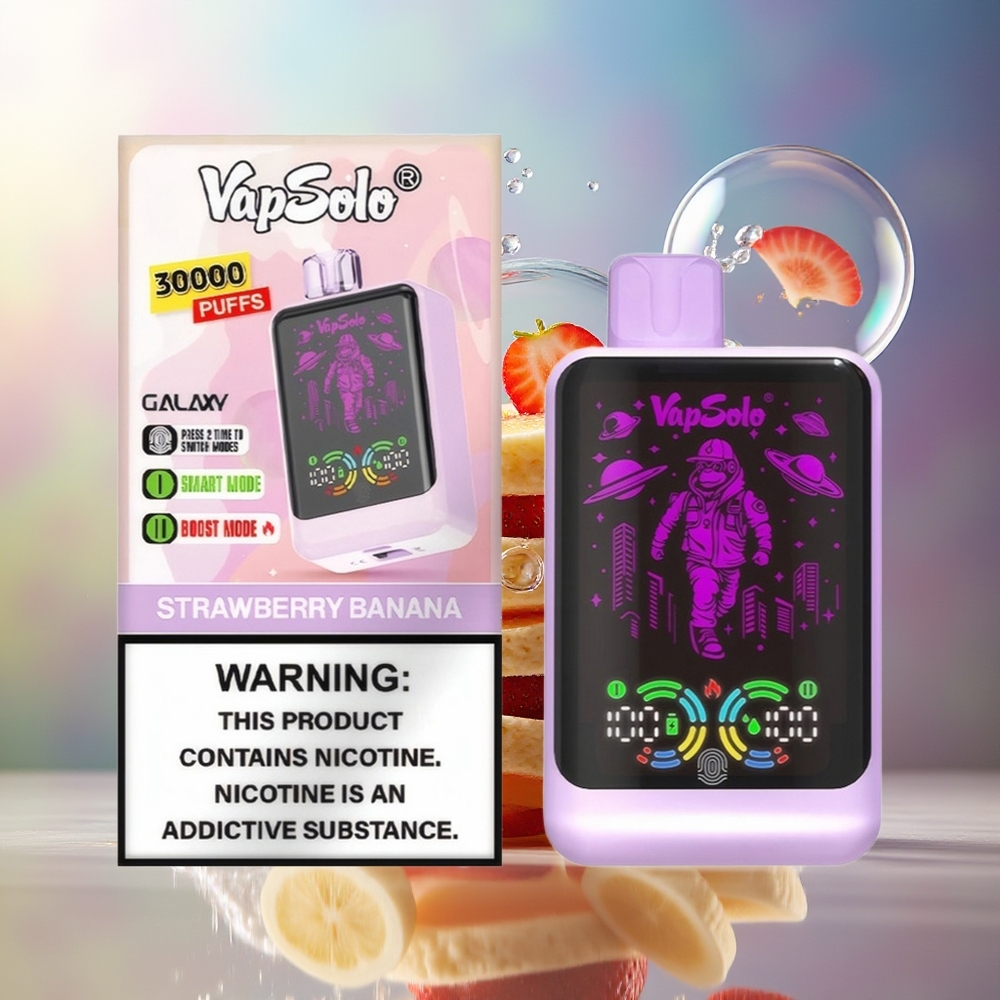 VapSolo GALAXY 30000 Puffs Engros Danmark Type-C Jordbær Banan