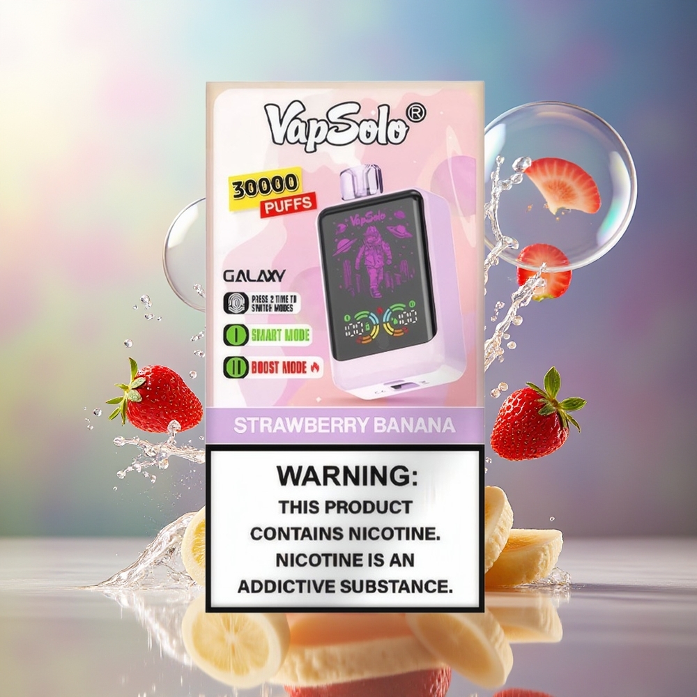 VapSolo GALAXY 30000 Puffs Engros Danmark Type-C Jordbær Banan