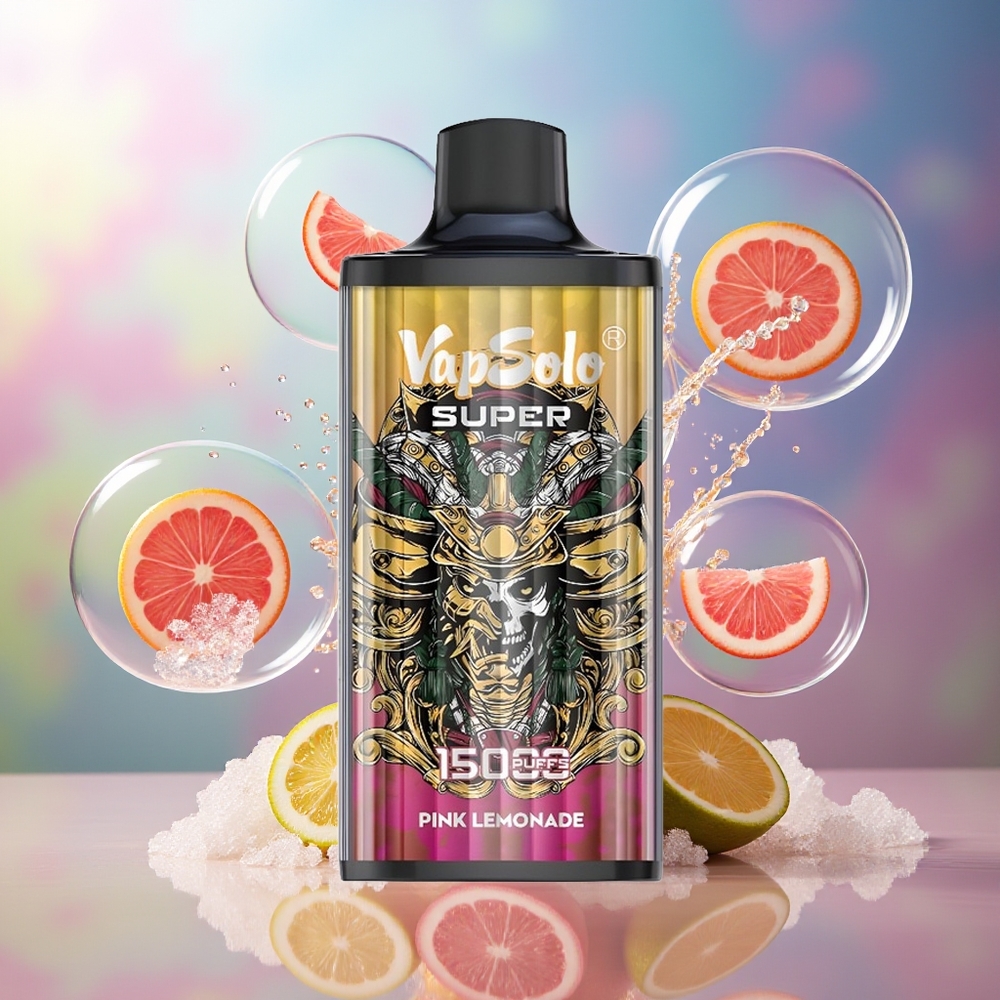 VapSolo Super 15000 Puffs 40ml Engros Danmark Super Lyserød Citronade