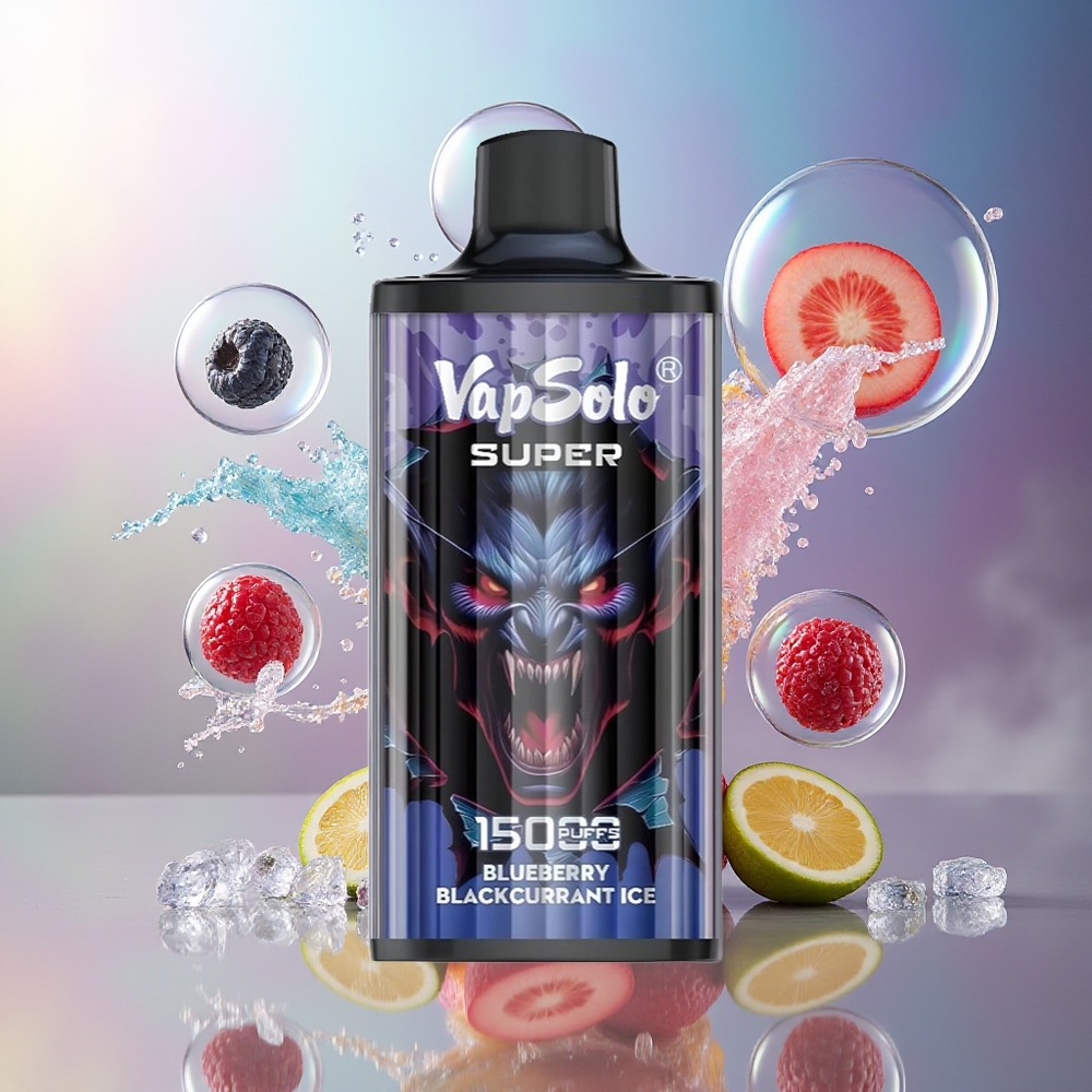 VapSolo Super 15000 Puffs 850mah Engros Danmark Blåbær Solbær Is