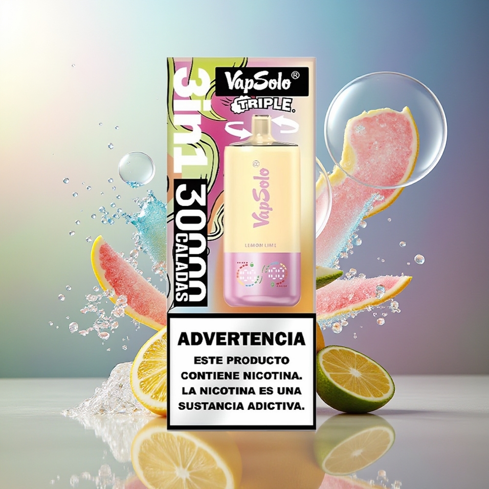 VapSolo Tripe 30000 Puffs 3 Citron Lime Type-C Engros Danmark