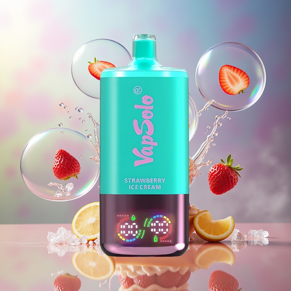VapSolo Tripe 30000 Puffs 40ml Engros Danmark Jordbær Iscreme