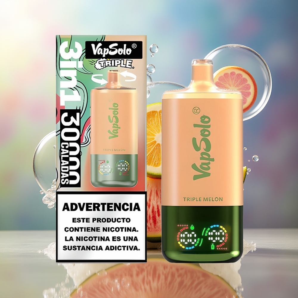 VapSolo Tripe 30000 Puffs Tredobbelt Melon 40ml Engros Danmark