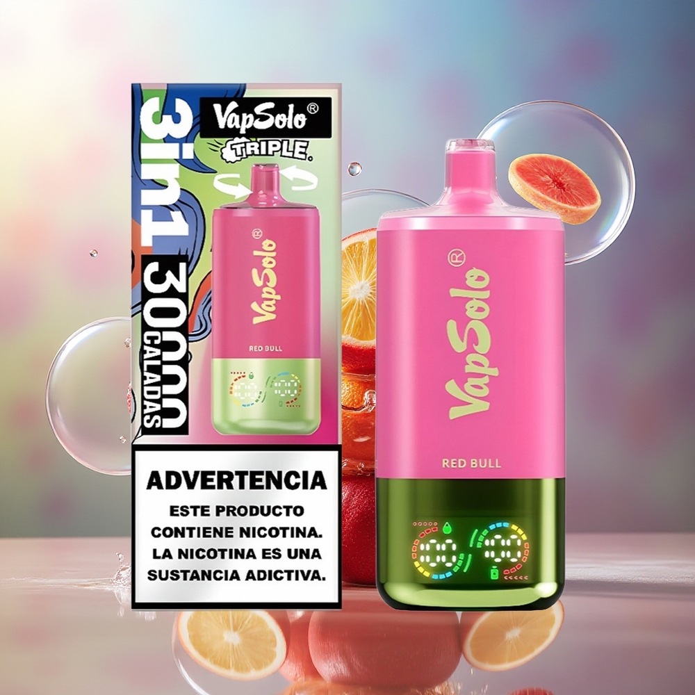 VapSolo Tripe 30000 Puffs Type-C Engros Danmark Rød Tyre