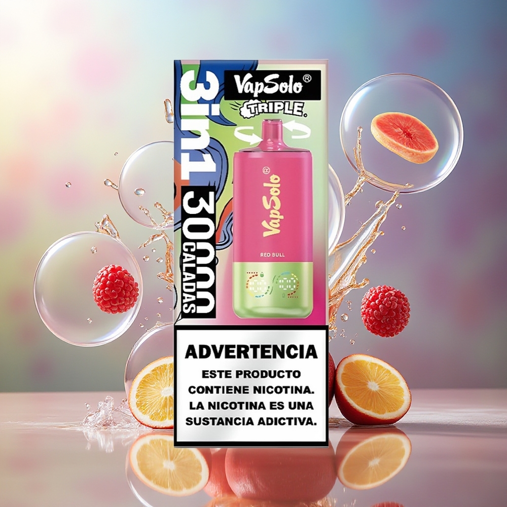 VapSolo Tripe 30000 Puffs Type-C Engros Danmark Rød Tyre