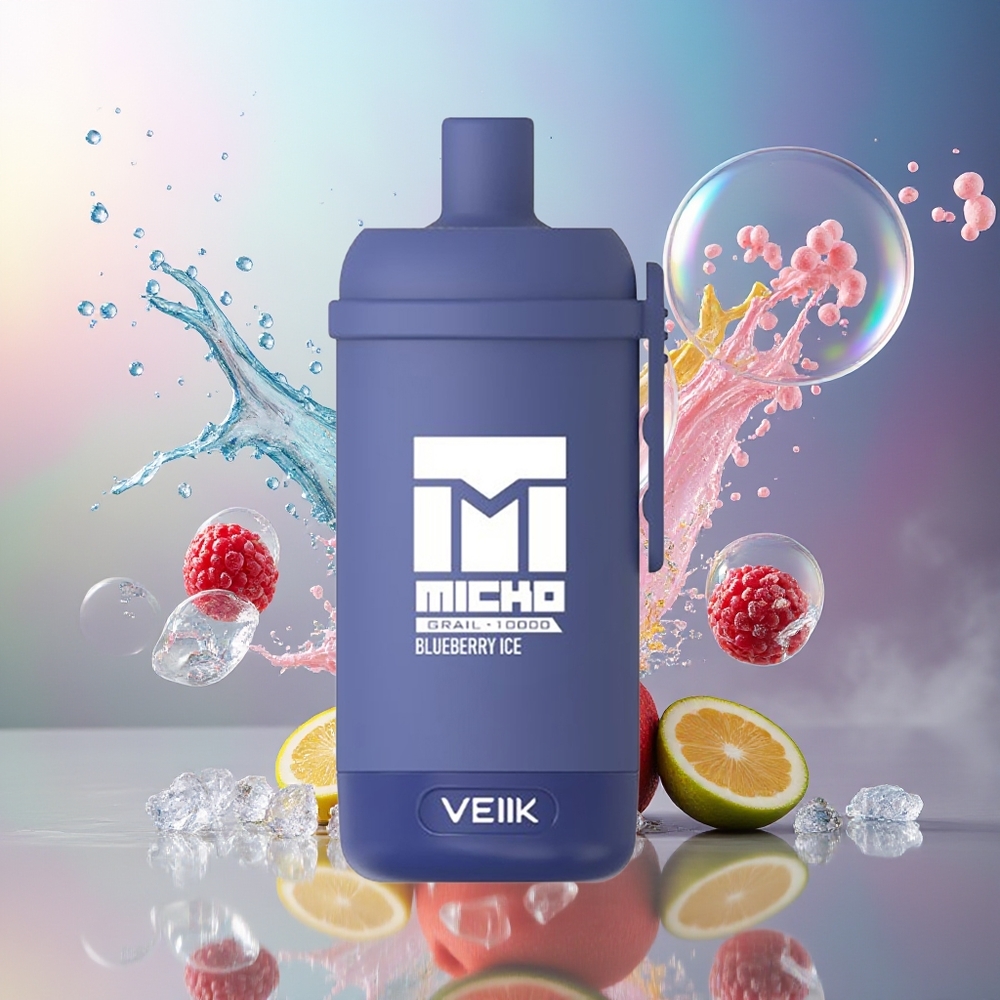 VEIIK MICKO GRAIL 10000 Puffs Engros Danmark 1.0ohm Blåbær Is Engangsdamp