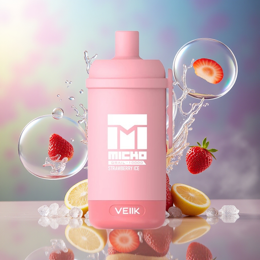 VEIIK MICKO GRAIL 10000 Puffs Engros Danmark 1.0ohm Jordbær Is Engangsdamp