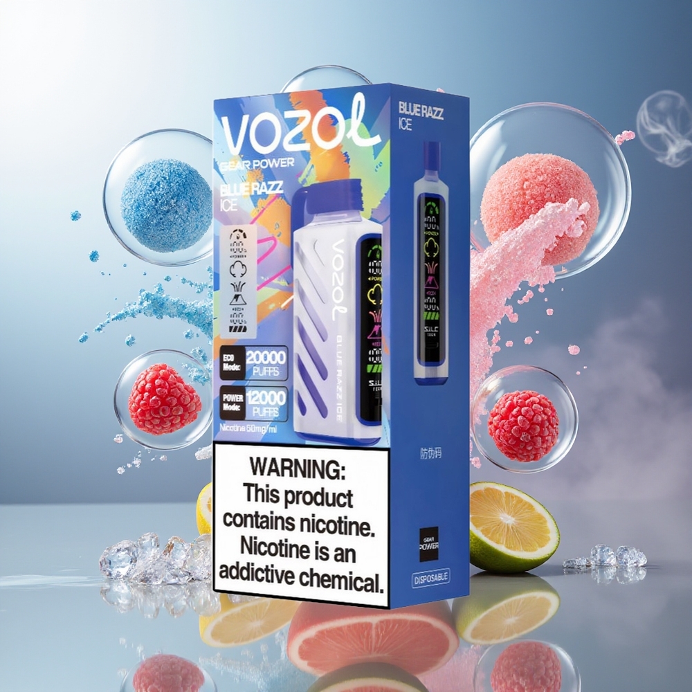 VOZOL Gear Power 20000 Puffs Dual Mesh Coil Engros Danmark Blå Hindbær Is