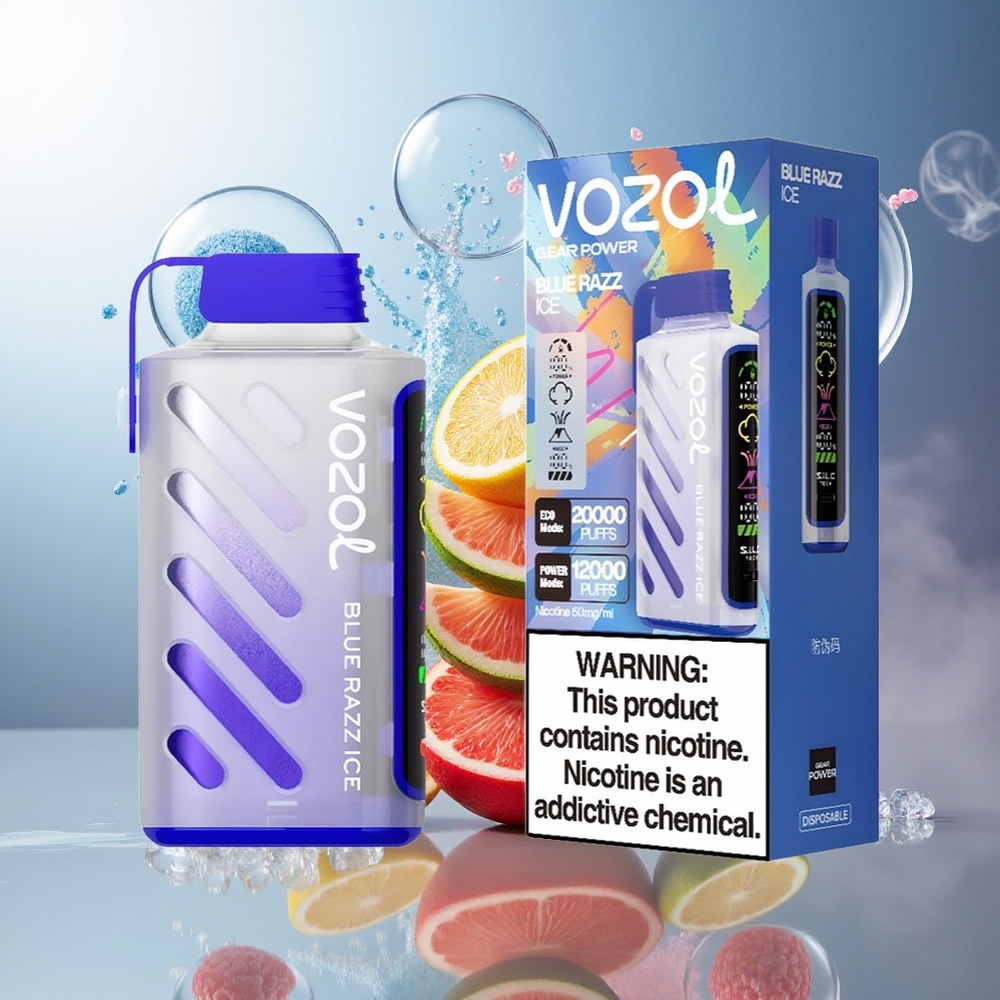 VOZOL Gear Power 20000 Puffs Dual Mesh Coil Engros Danmark Blå Hindbær Is