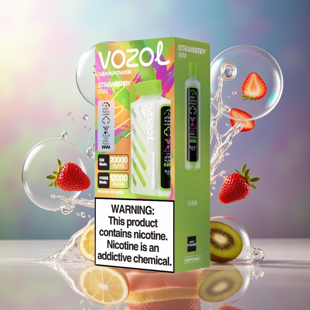 VOZOL Gear Power 20000 Puffs Engros Danmark Dual Mesh Coil Jordbær Kiwi