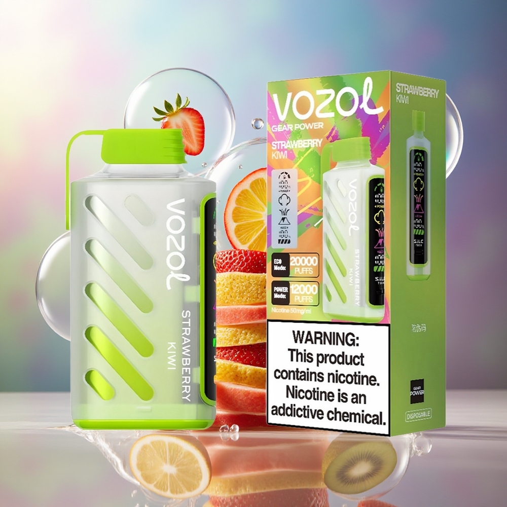 VOZOL Gear Power 20000 Puffs Engros Danmark Dual Mesh Coil Jordbær Kiwi