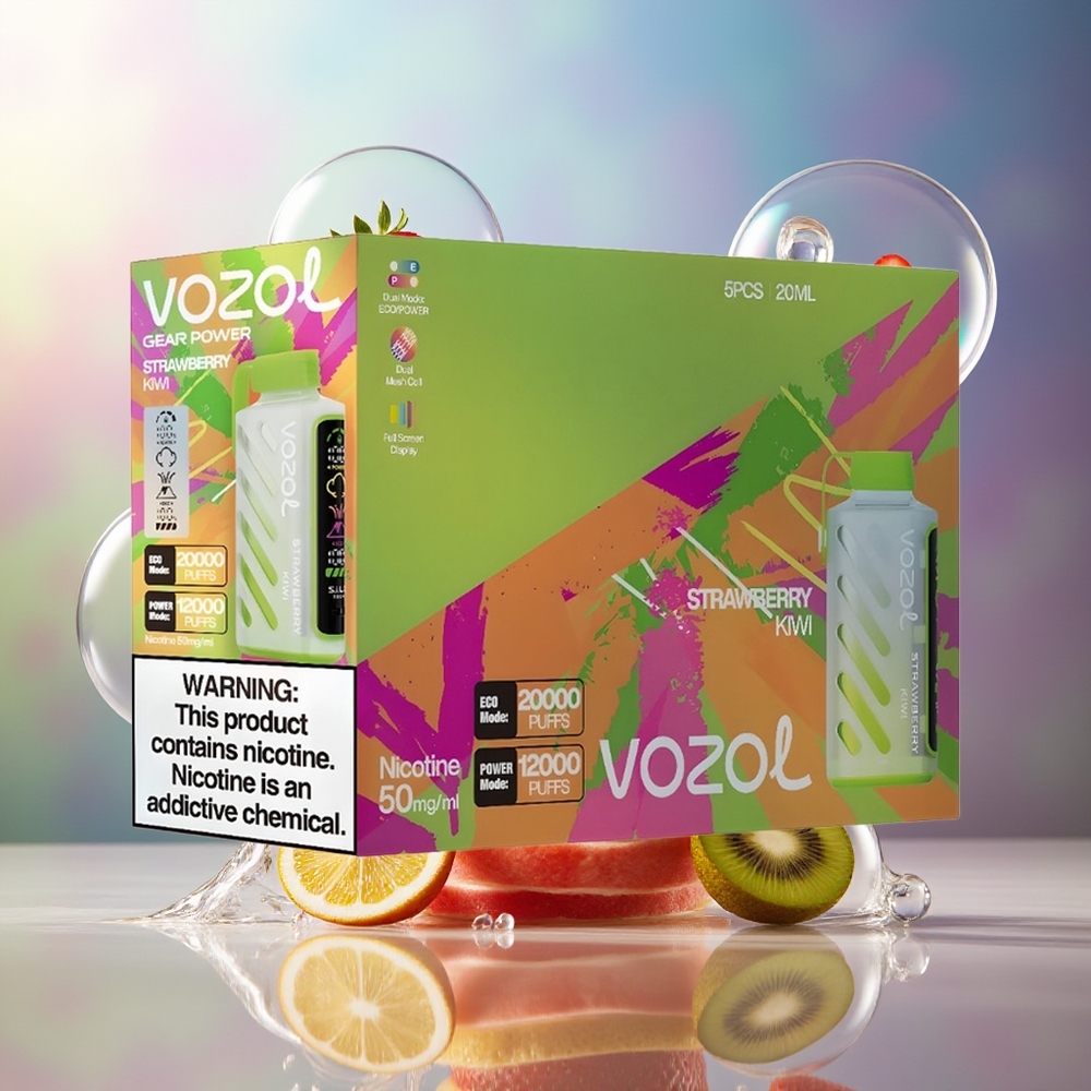 VOZOL Gear Power 20000 Puffs Engros Danmark Dual Mesh Coil Jordbær Kiwi
