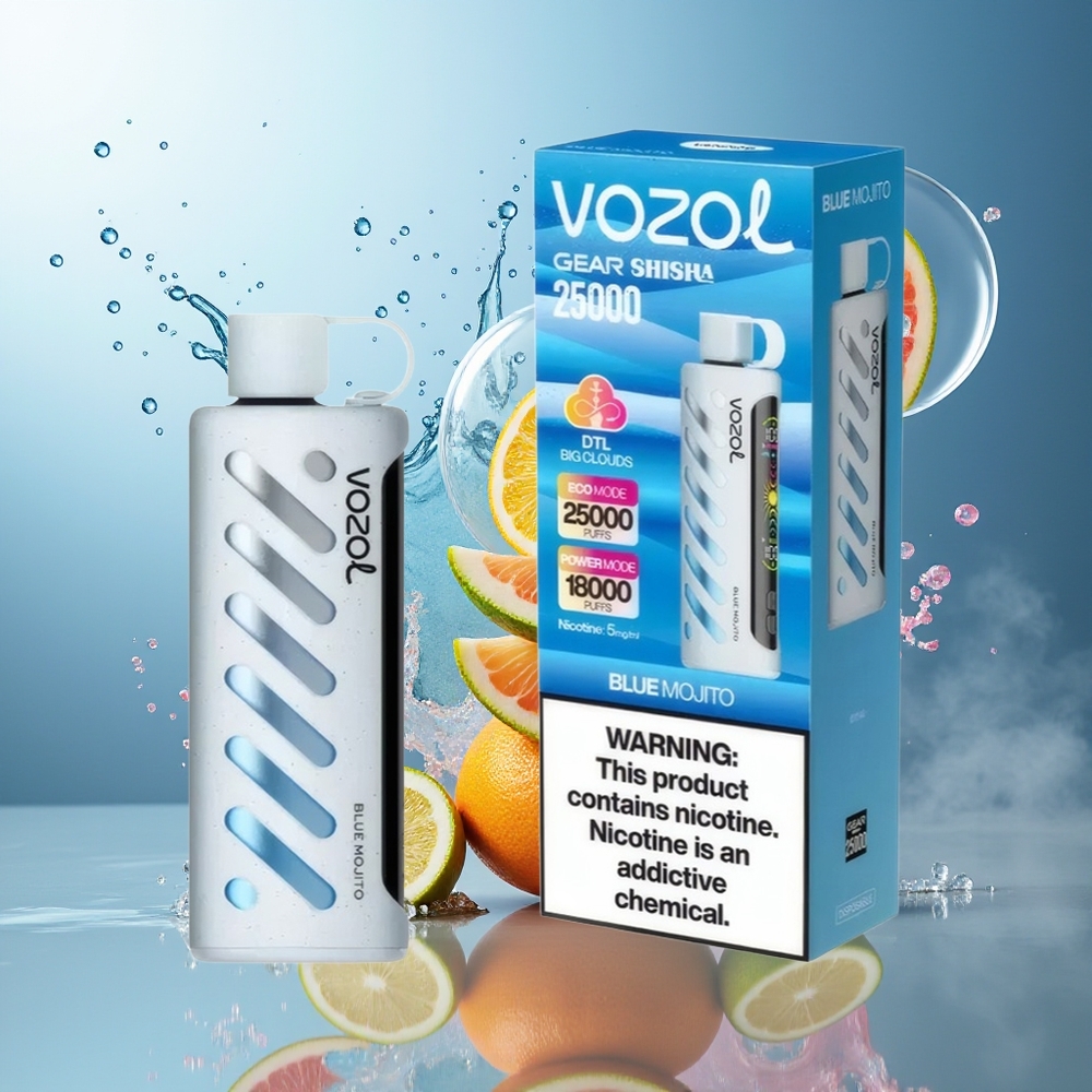 VOZOL Gear Shisha 25000 Puffs 1000mAh Blå Mojito Engros Danmark