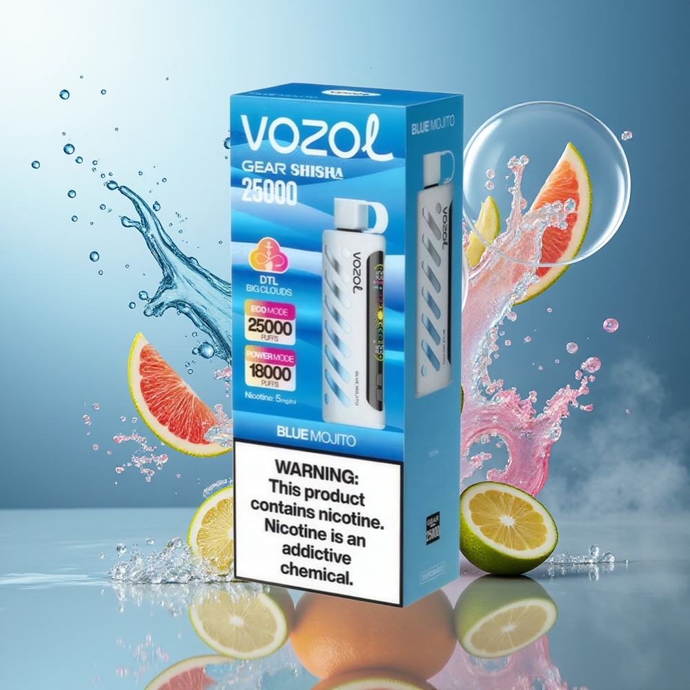 VOZOL Gear Shisha 25000 Puffs 1000mAh Blå Mojito Engros Danmark
