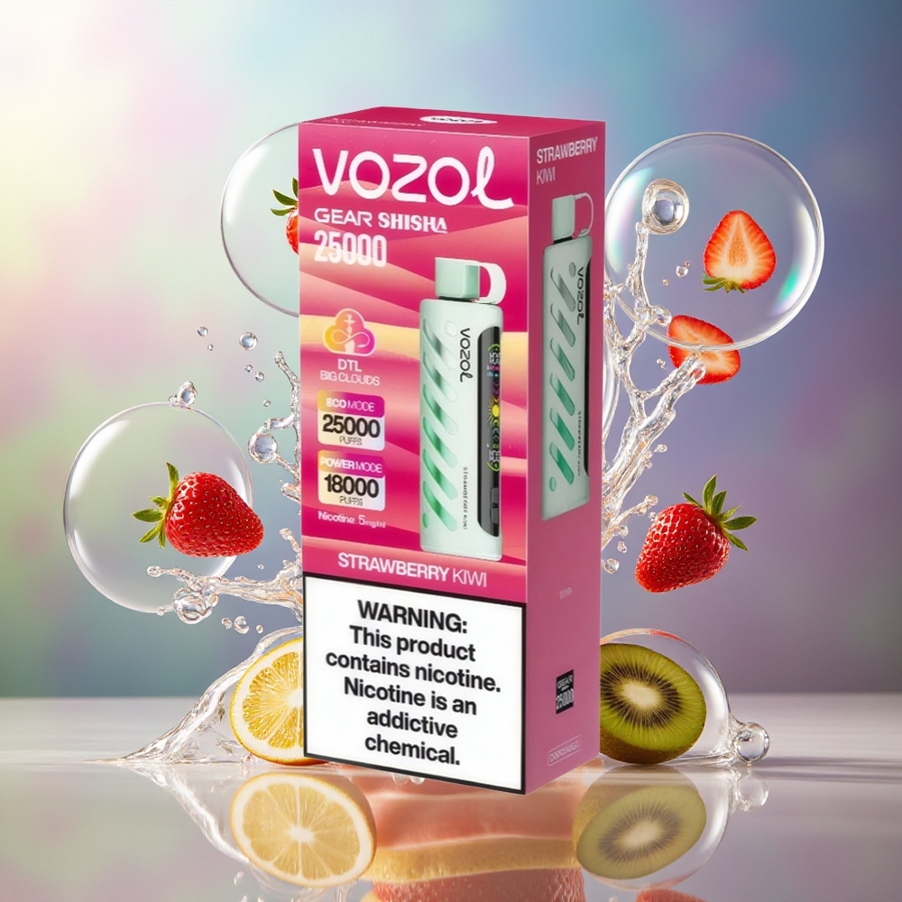 VOZOL Gear Shisha 25000 Puffs 1000mAh Engros Danmark Jordbær Kiwi