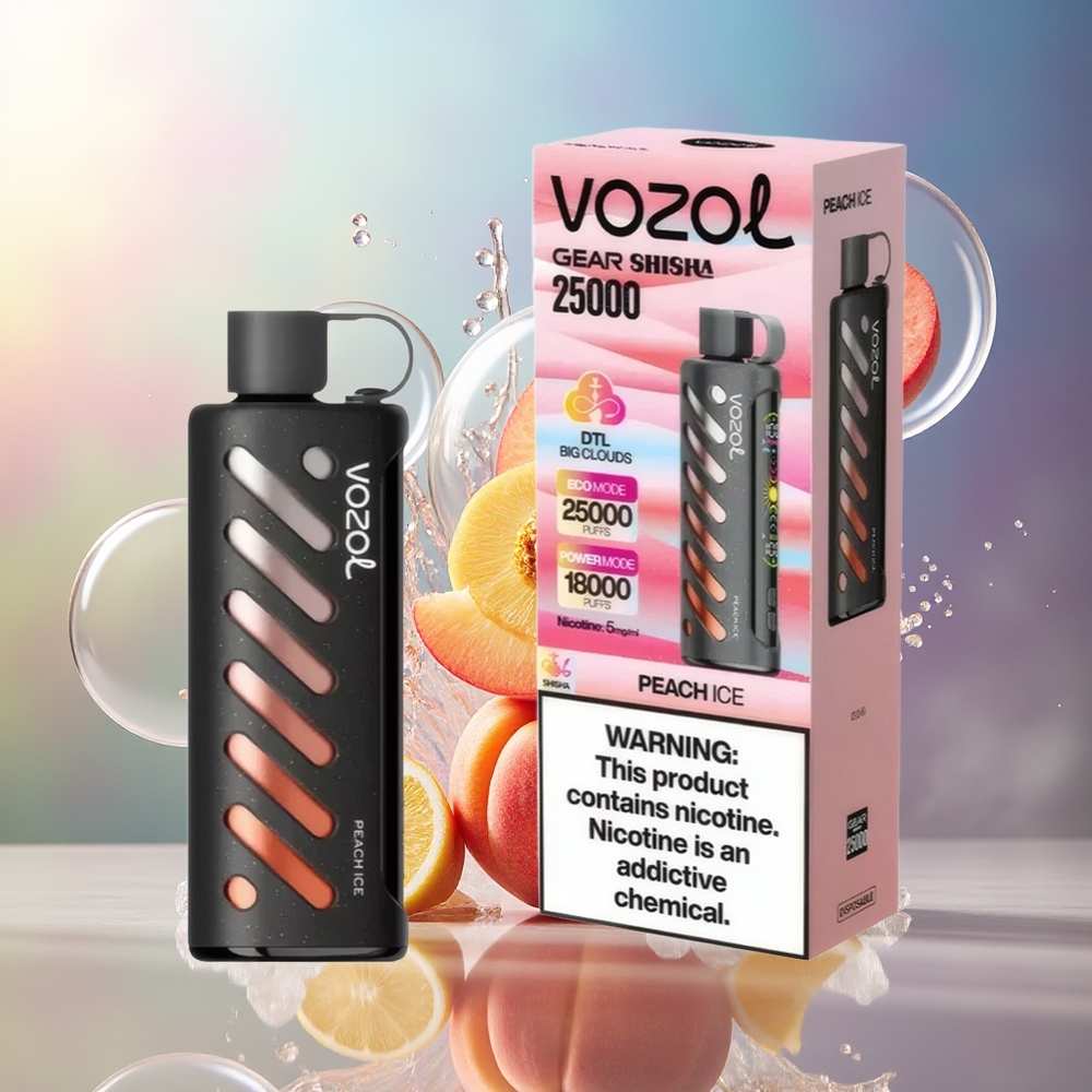 VOZOL Gear Shisha 25000 Puffs Fersken Is Engros Danmark Dual Mesh Dual Modes