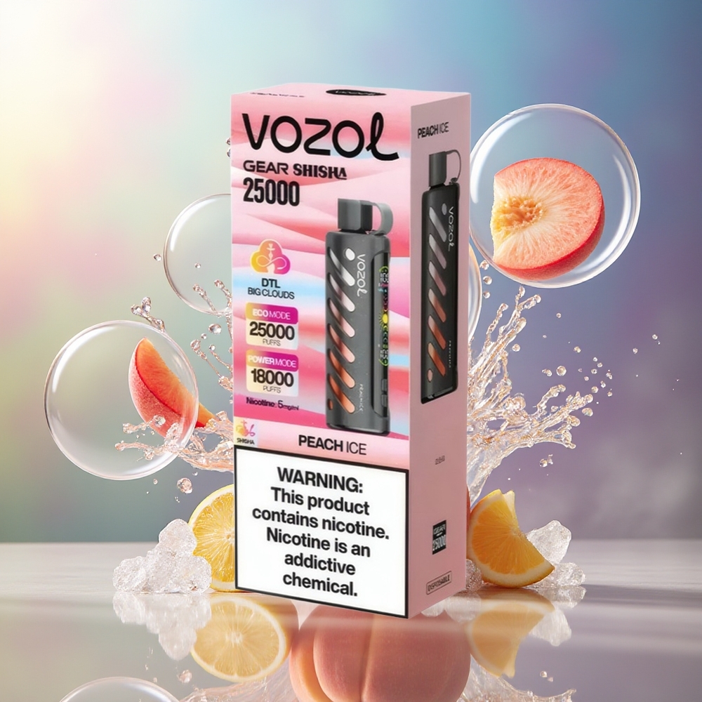 VOZOL Gear Shisha 25000 Puffs Fersken Is Engros Danmark Dual Mesh Dual Modes
