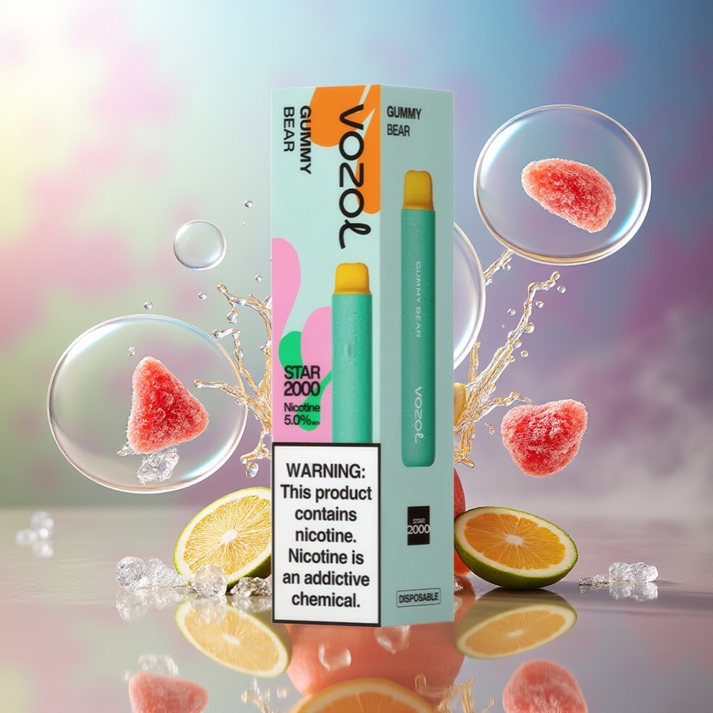 VOZOL STAR 2000 Engros Danmark 2000 Puffs Vingummibjørn Engangsdamp