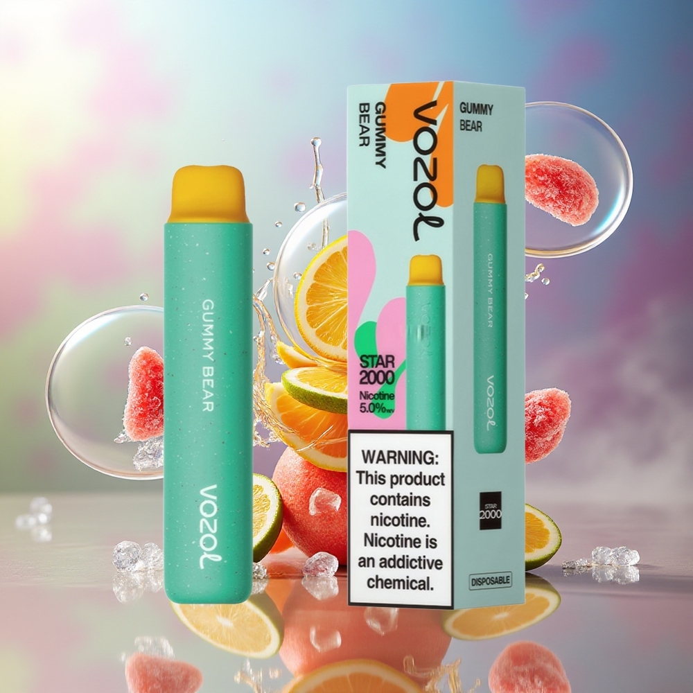 VOZOL STAR 2000 Engros Danmark 2000 Puffs Vingummibjørn Engangsdamp