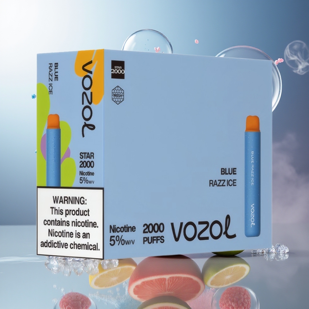 VOZOL STAR 2000 Engros Danmark Engangsdamp Blå Hindbær Is 800mAh
