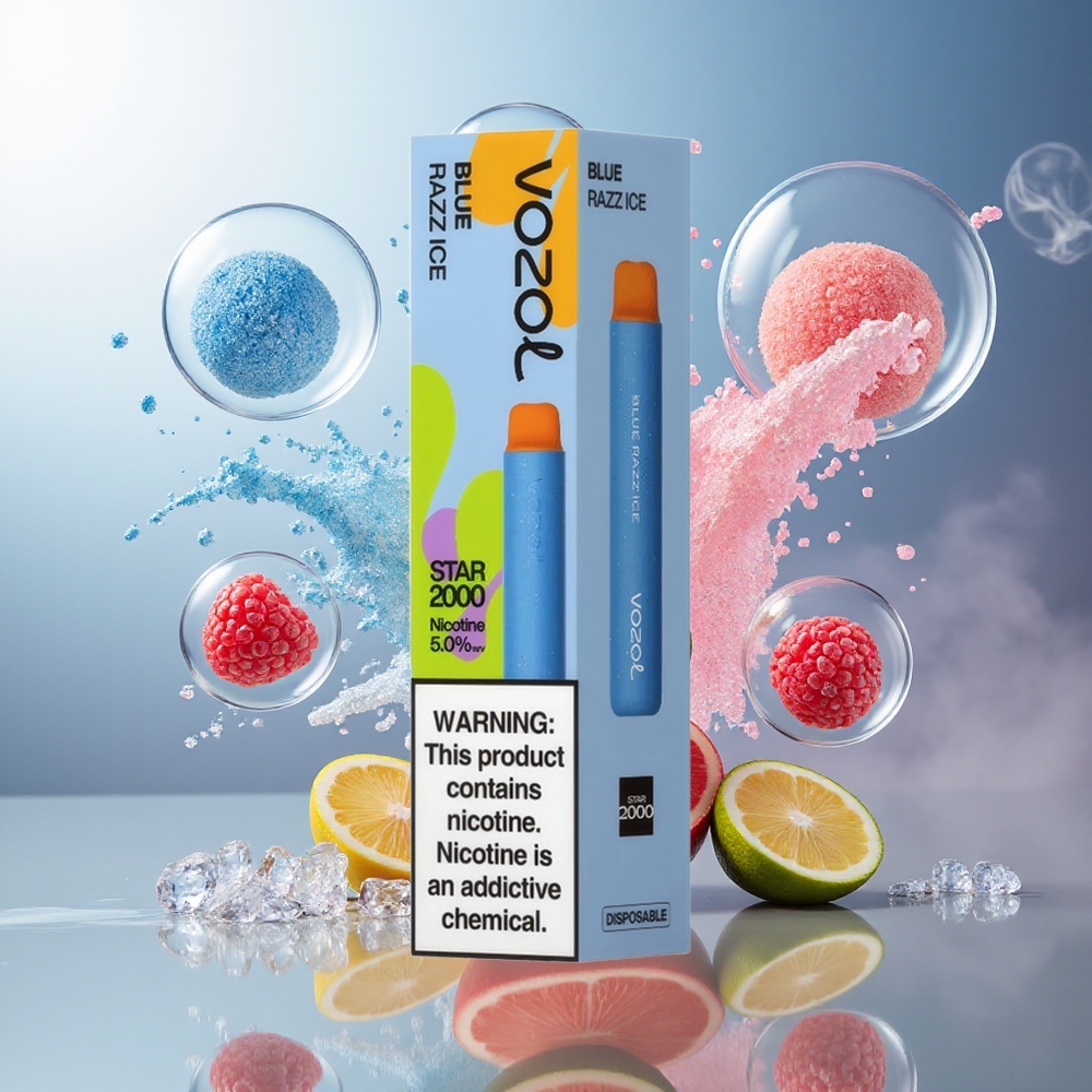 VOZOL STAR 2000 Engros Danmark Engangsdamp Blå Hindbær Is 800mAh