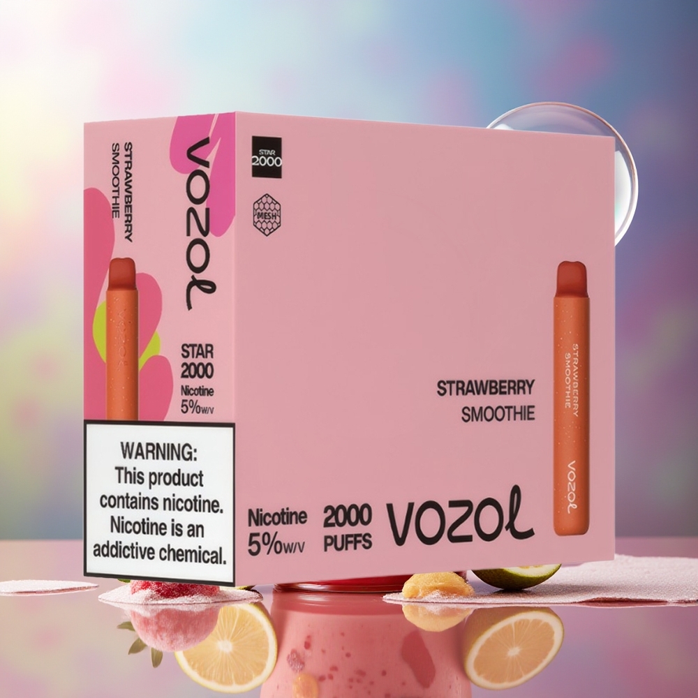 VOZOL STAR 2000 Engros Danmark Jordbær Smoothie Blød Mundstykke 65% PCR Materiale
