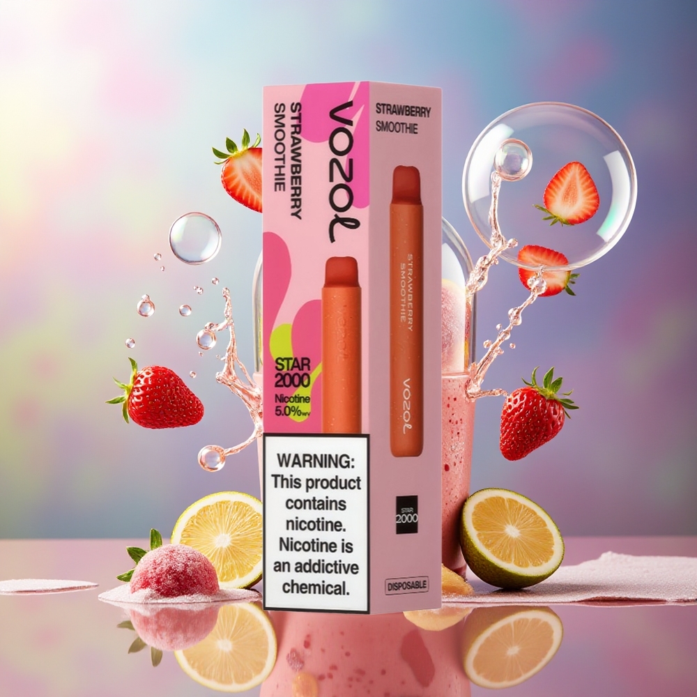 VOZOL STAR 2000 Engros Danmark Jordbær Smoothie Blød Mundstykke 65% PCR Materiale