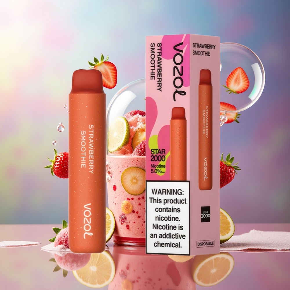 VOZOL STAR 2000 Engros Danmark Jordbær Smoothie Blød Mundstykke 65% PCR Materiale