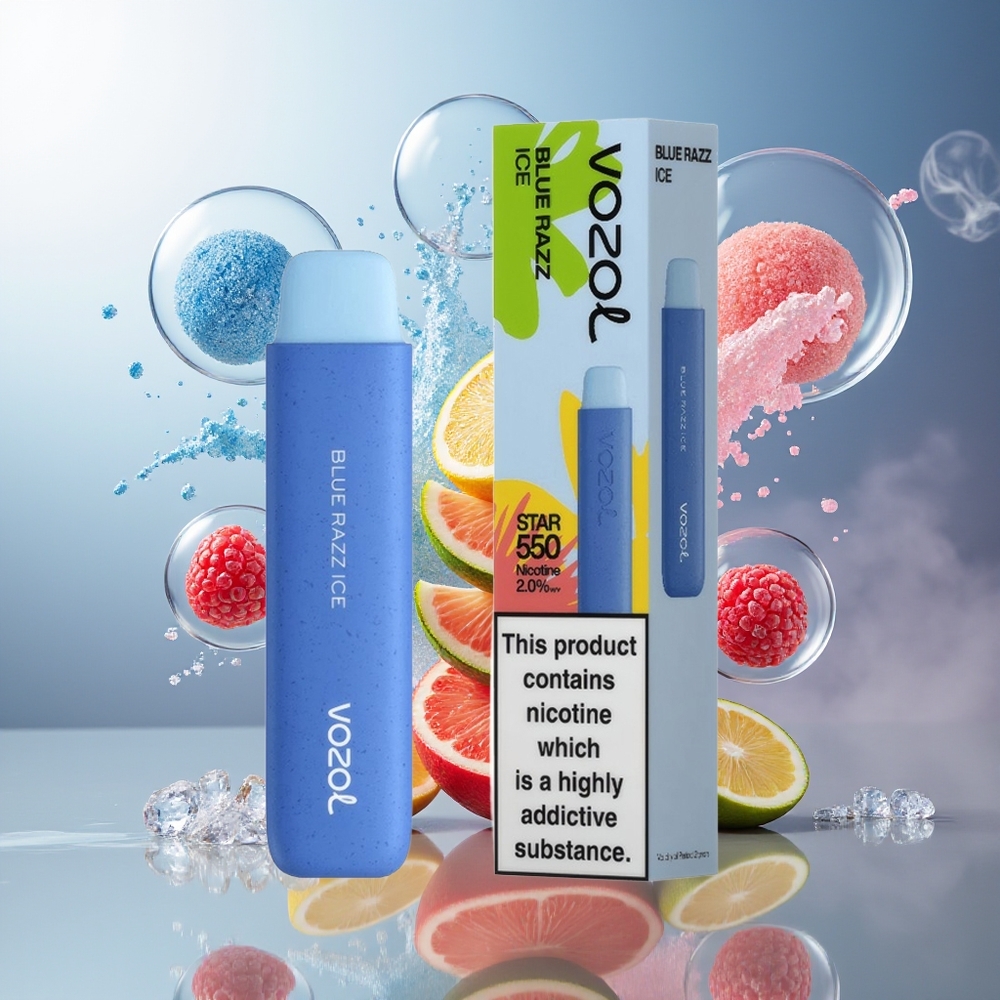 VOZOL STAR 550 Engros Danmark 550 Puffs Blå Hindbær Is Engangsdamp