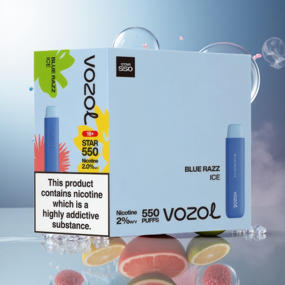 VOZOL STAR 550 Engros Danmark 550 Puffs Blå Hindbær Is Engangsdamp
