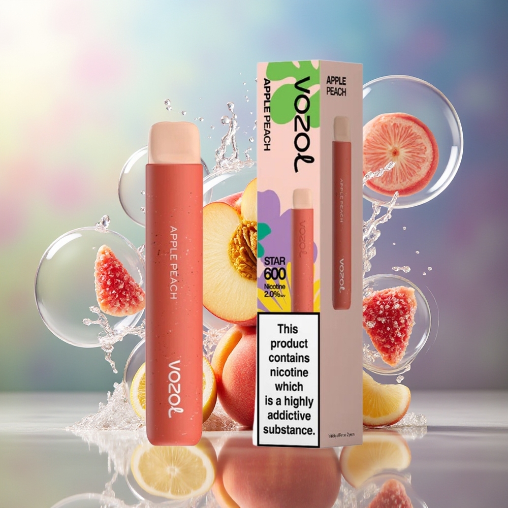 VOZOL STAR 600 Engros Danmark 2ML Æble Fersken Engangsdamp