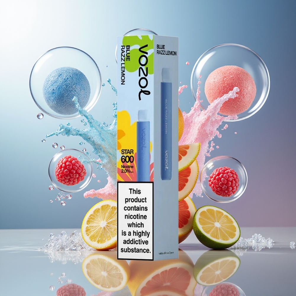 VOZOL STAR 600 Engros Danmark Disposable Blå Hindbær Citron VAPE med 20mg/ml Nikotin