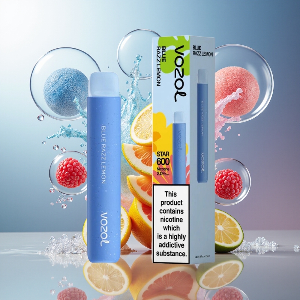 VOZOL STAR 600 Engros Danmark Disposable Blå Hindbær Citron VAPE med 20mg/ml Nikotin
