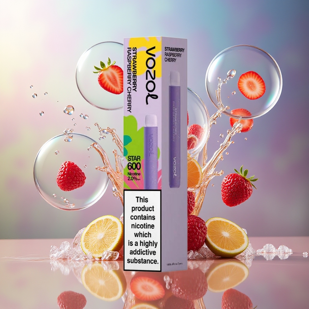 VOZOL STAR 600 Engros Danmark Disposable Jordbær Hindbær Kirsebær 2ML Mesh Coil