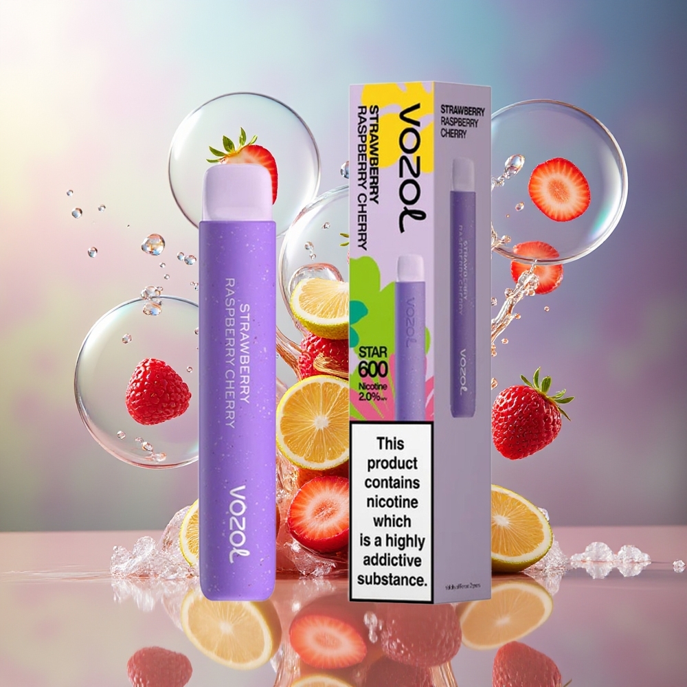 VOZOL STAR 600 Engros Danmark Disposable Jordbær Hindbær Kirsebær 2ML Mesh Coil
