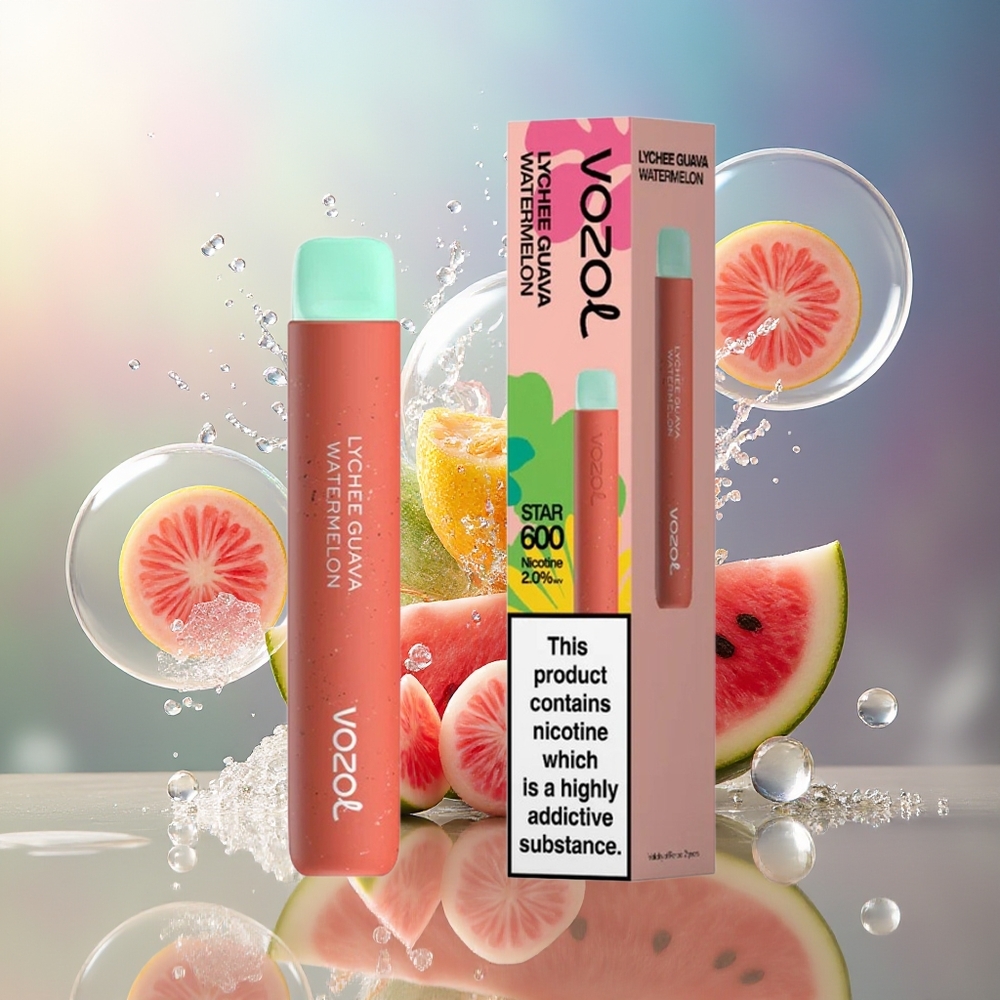 VOZOL STAR 600 Engros Danmark Engangsdamp Litchi Guava Vandmelon 2ML Mesh Coil