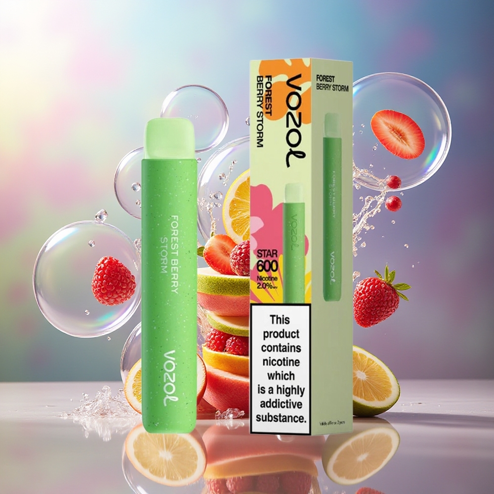 VOZOL STAR 600 Engros Danmark Engangsdamp Skovbær Storm 2ML & 500mAh