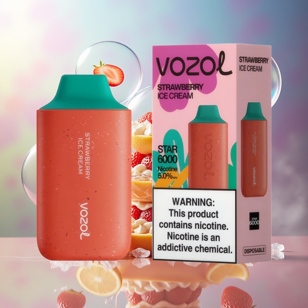 VOZOL STAR 6000 Engros Danmark 14ML Jordbær Iscreme Type-C Opladning