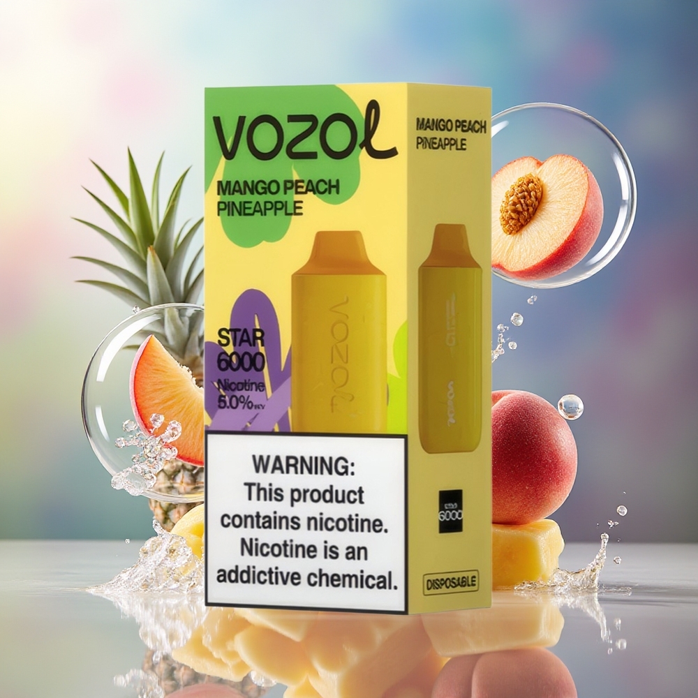 VOZOL STAR 6000 Engros Danmark 14ML Mango Fersken Ananas Engangs Vape