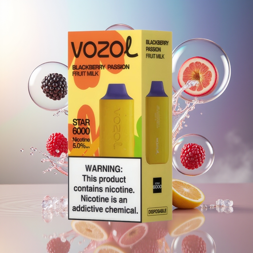 VOZOL STAR 6000 Engros Danmark 6000 Puffs Brombær Passionsfrugt Mælk