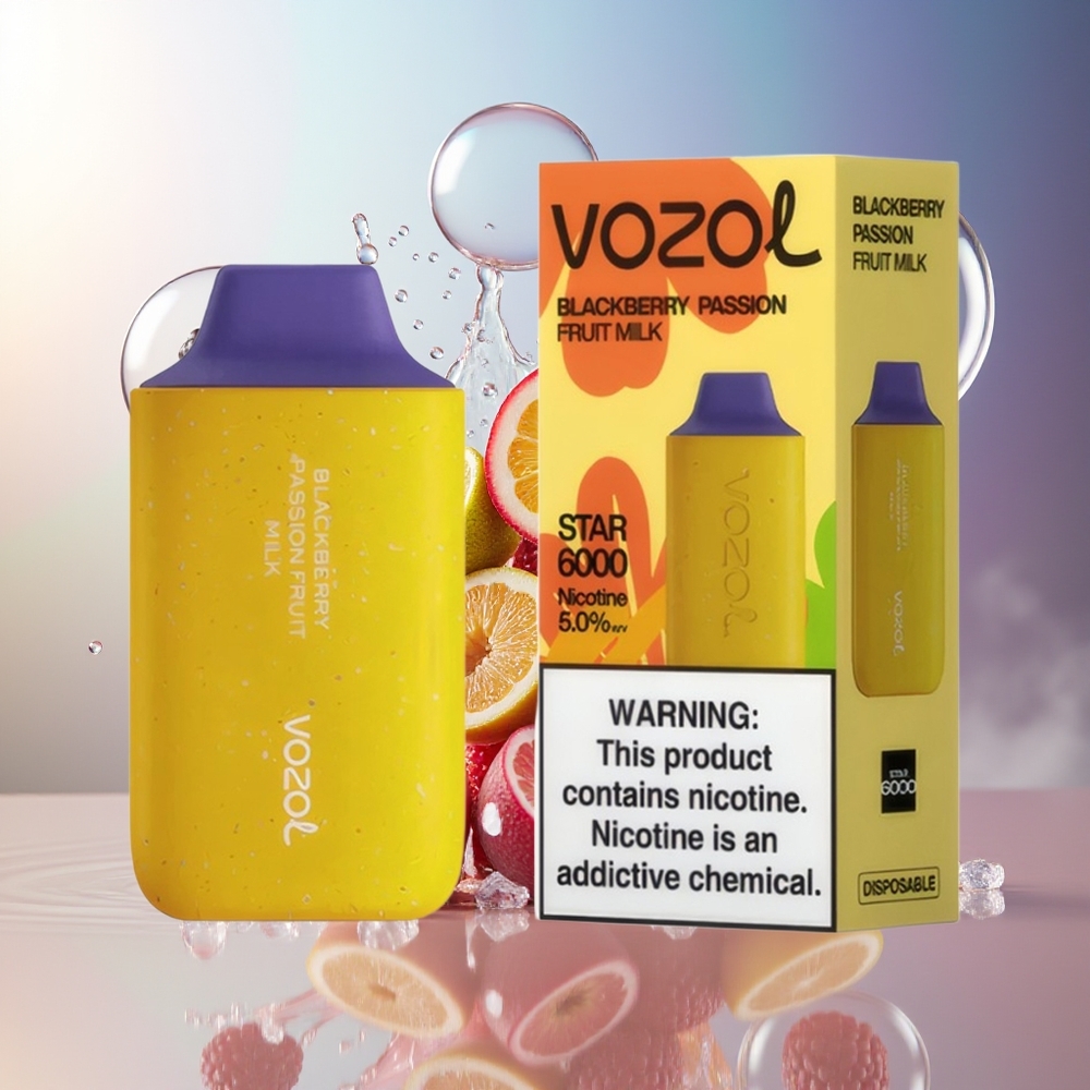 VOZOL STAR 6000 Engros Danmark 6000 Puffs Brombær Passionsfrugt Mælk