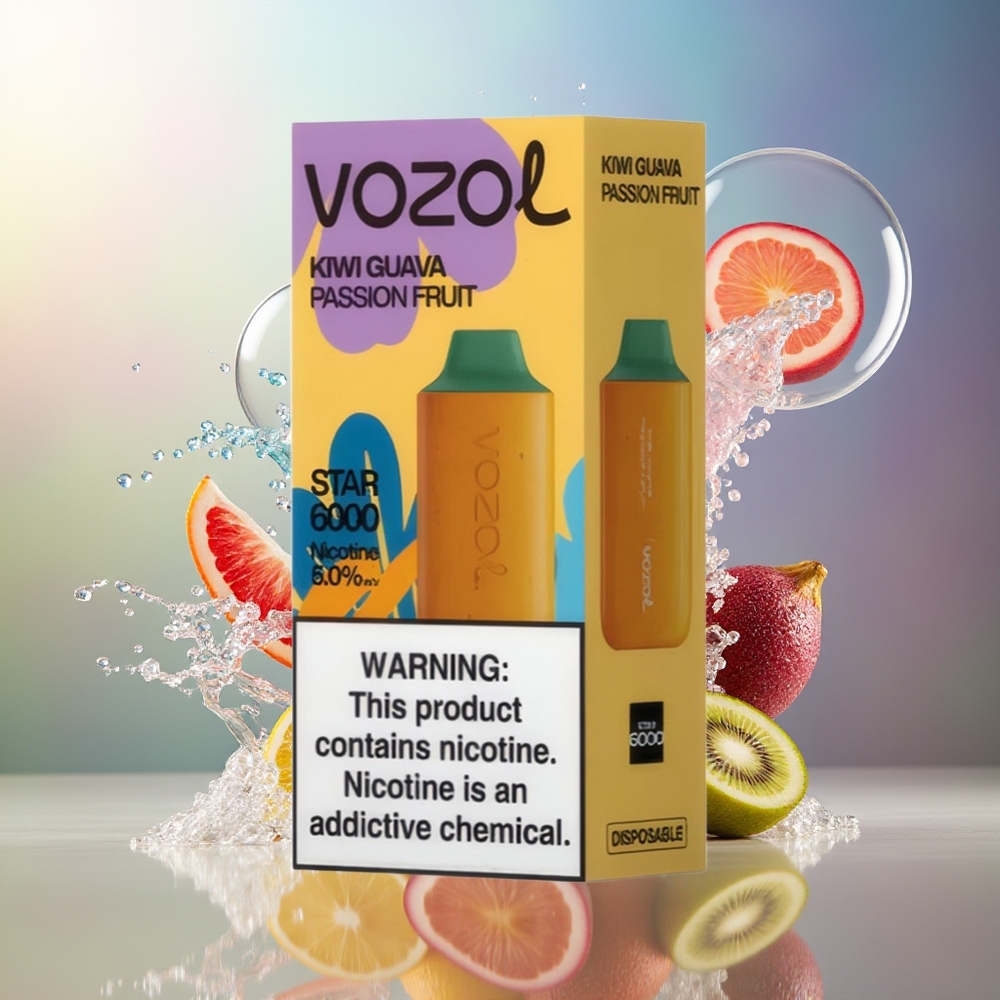 VOZOL STAR 6000 Engros Danmark 6000 Puffs Kivi Gvajava Passionsfrugt