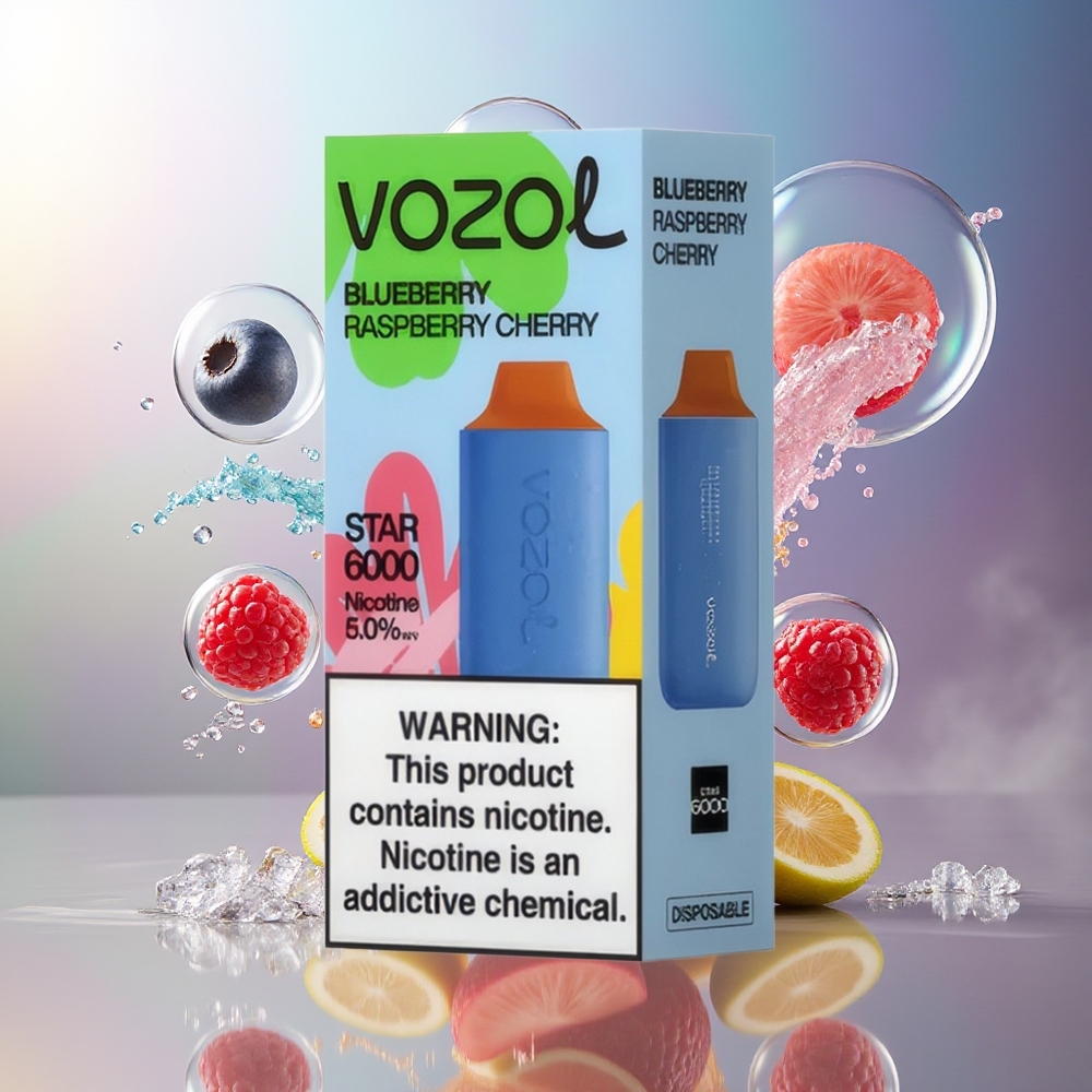 VOZOL STAR 6000 Engros Danmark Blåbær Hindbær Kirsebær Type-C 14ML