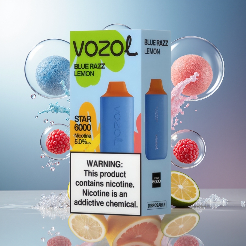 VOZOL STAR 6000 Engros Danmark Engangsvape Blå Hindbær Citron Type-C Opladning