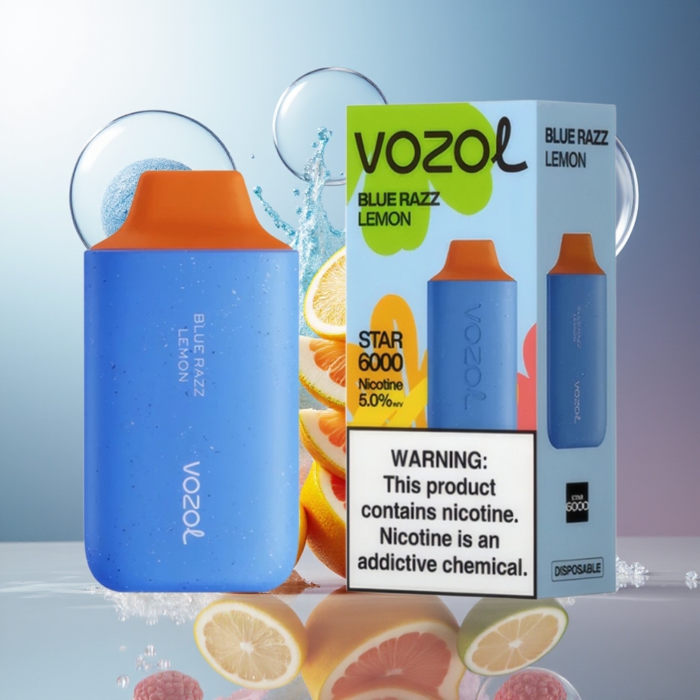 VOZOL STAR 6000 Engros Danmark Engangsvape Blå Hindbær Citron Type-C Opladning