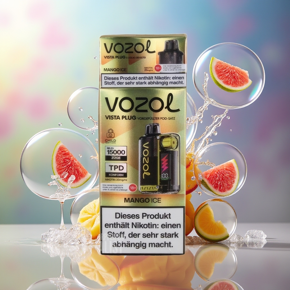 VOZOL VISTA PLUG 6000/10000 Engros Danmark 650mAh Mango Is Engangsdamp