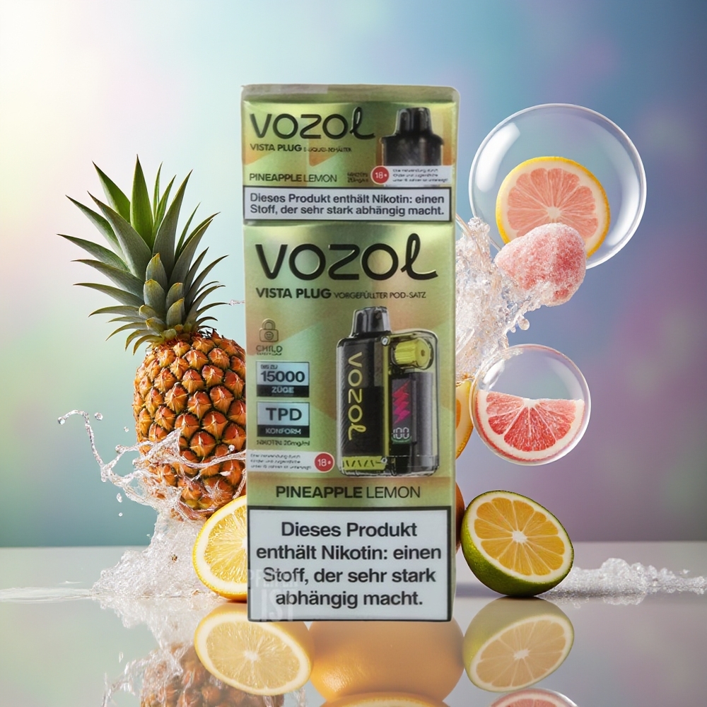 VOZOL VISTA PLUG 6000/10000 Engros Danmark Ananas Citron Synlig E-Væske Beholder